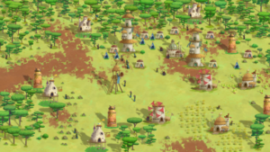 لعبة القرية المتجولة على ظهر ديناصور